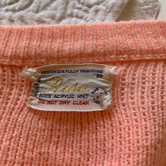 Vintage Risa Pink Cardigan Sweater. - Picture 3 of 7